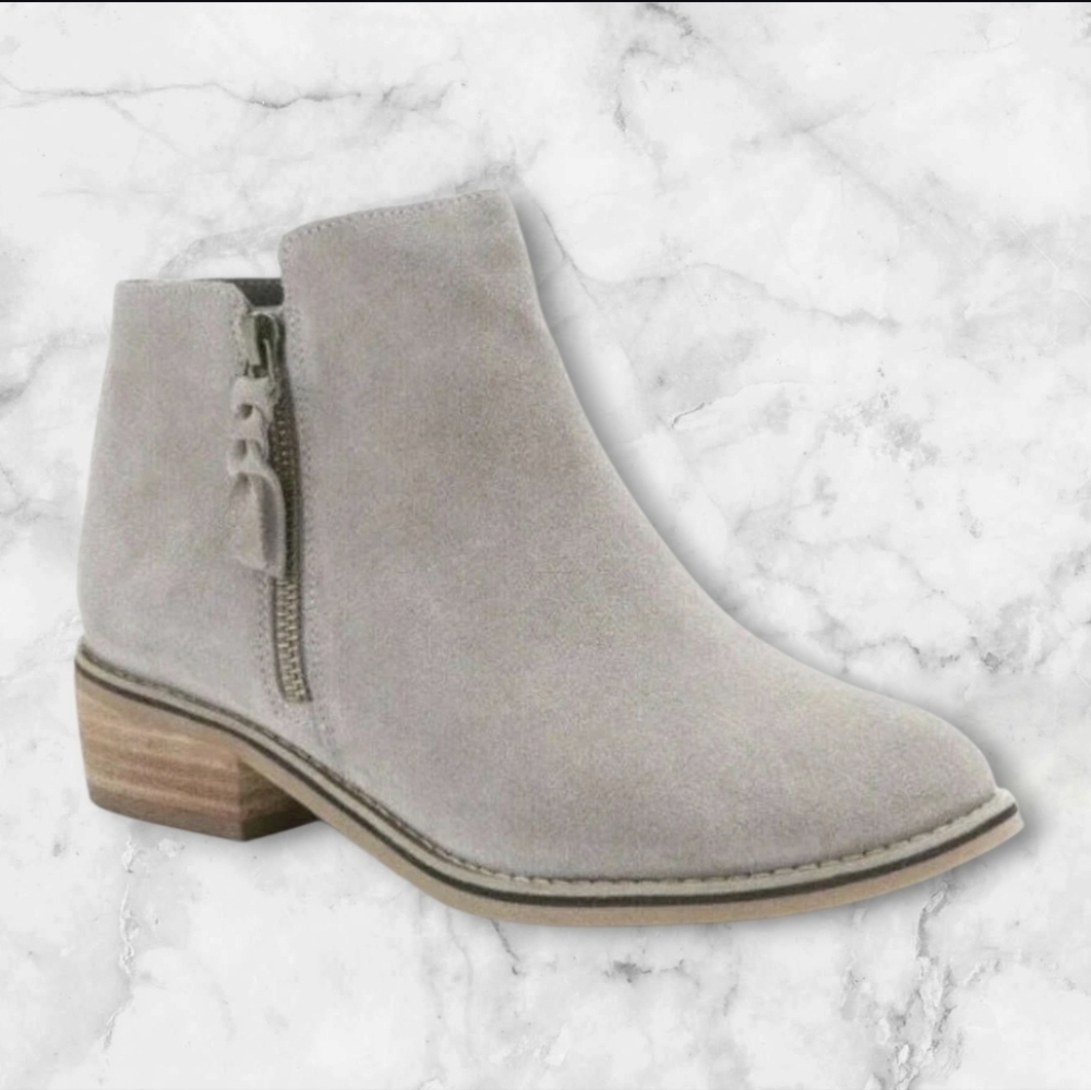 Blondo Boots Womens Liam Casual Side Zip Ankle Bootie Beige  Suede SIZE: 8
